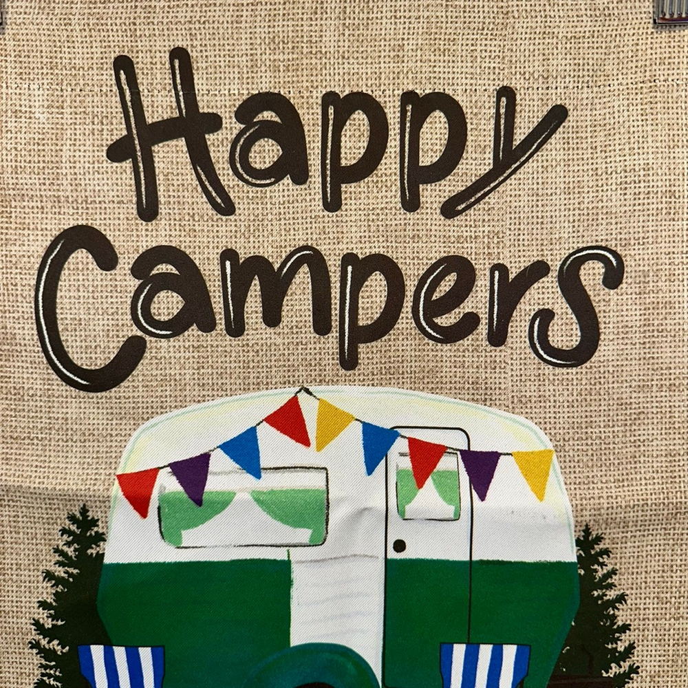 Evergreen Happy Campers Garden Flag One Size Beige Green Home Decor Camping - Picture 8 of 9